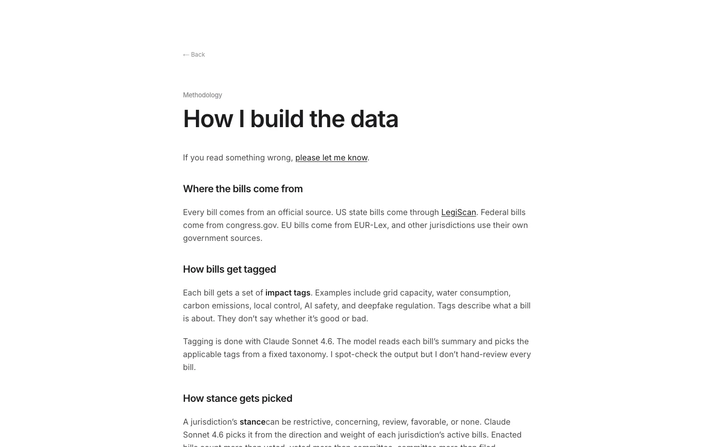 Track Policy:把 AI 法案與資料中心畫進一張地圖的政策追蹤工具 3 Track Policy 方法論與資料來源頁