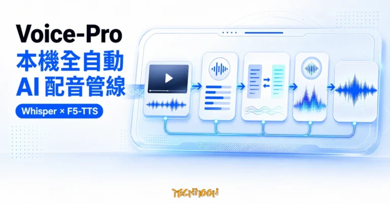 Voice-Pro:把 Whisper 和語音克隆串成本機全自動 AI 配音管線 2 TechMoon 精選圖|Voice-Pro 串接 Whisper、語音克隆與 F5-TTS 的本機全自動 AI 配音管線