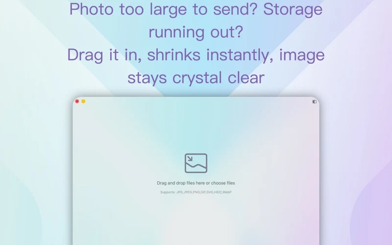 ImgZilla:Mac 本地圖片壓縮工具,壓完原地覆寫不動檔名路徑 2 ImgZilla 官方 Mac App Store 預覽圖,展示應用主視窗與拖放壓縮動線