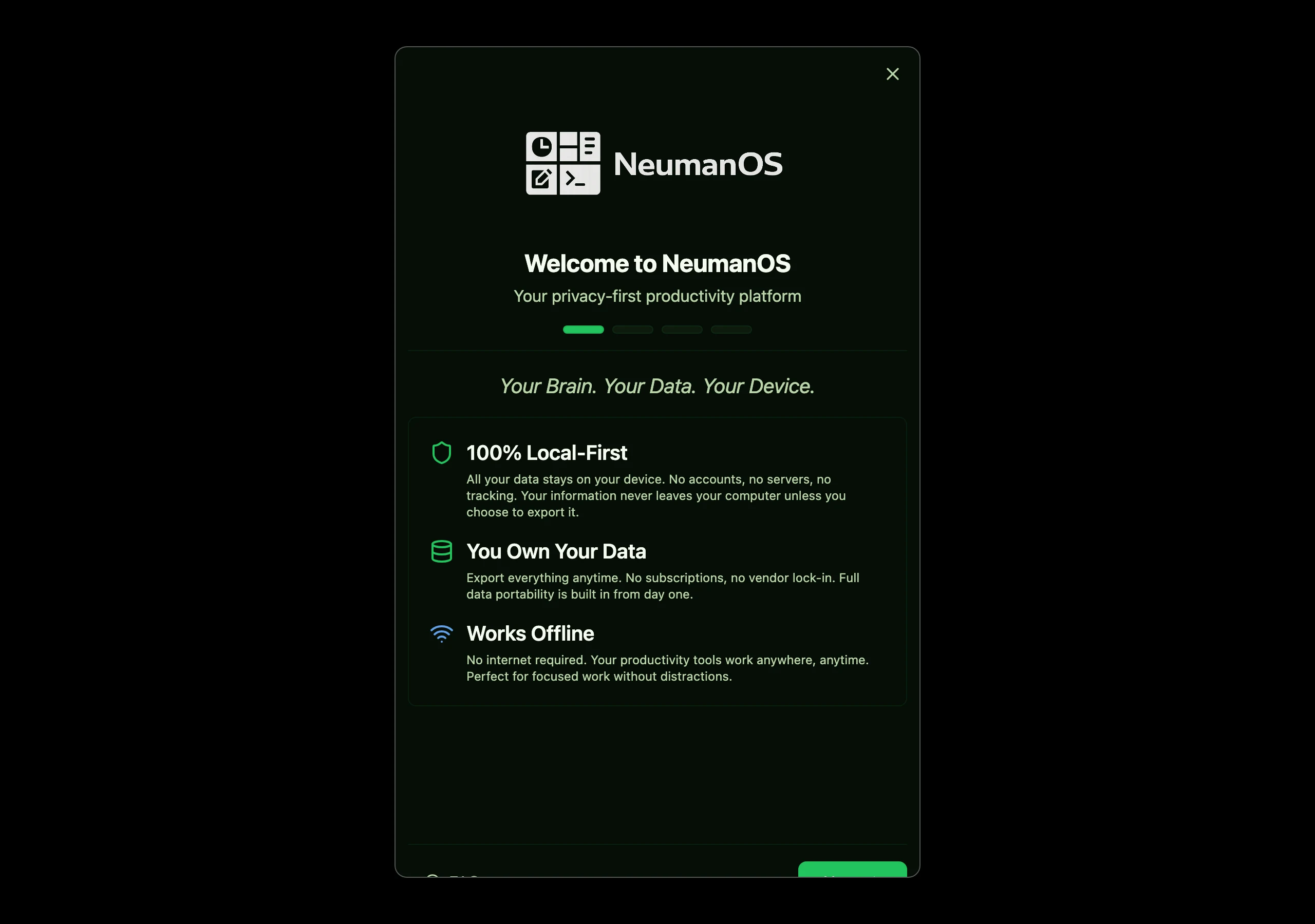 NeumanOS 官方 demo 網站 os.neuman.dev 的瀏覽器應用介面截圖