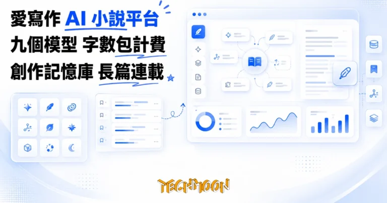 TechMoon 精選圖｜愛寫作 AI-XZ：中國訂閱制 AI 小說創作平台，九大模型用字數包計費，創作記憶庫管理長篇連載