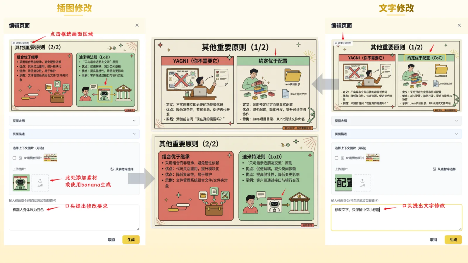 Banana Slides 開源 AI 簡報產生器:自架前你該知道的三個代價 3 Banana Slides 的自然語言修改介面,可用口語指令框選局部重繪或整頁重畫