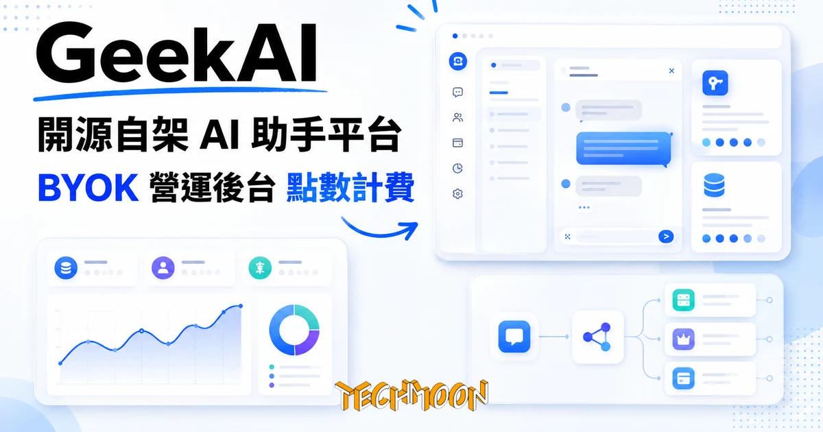 TechMoon 精選圖｜GeekAI 開源 AI 助手平台，自架帶會員計費的 AI 聊天服務