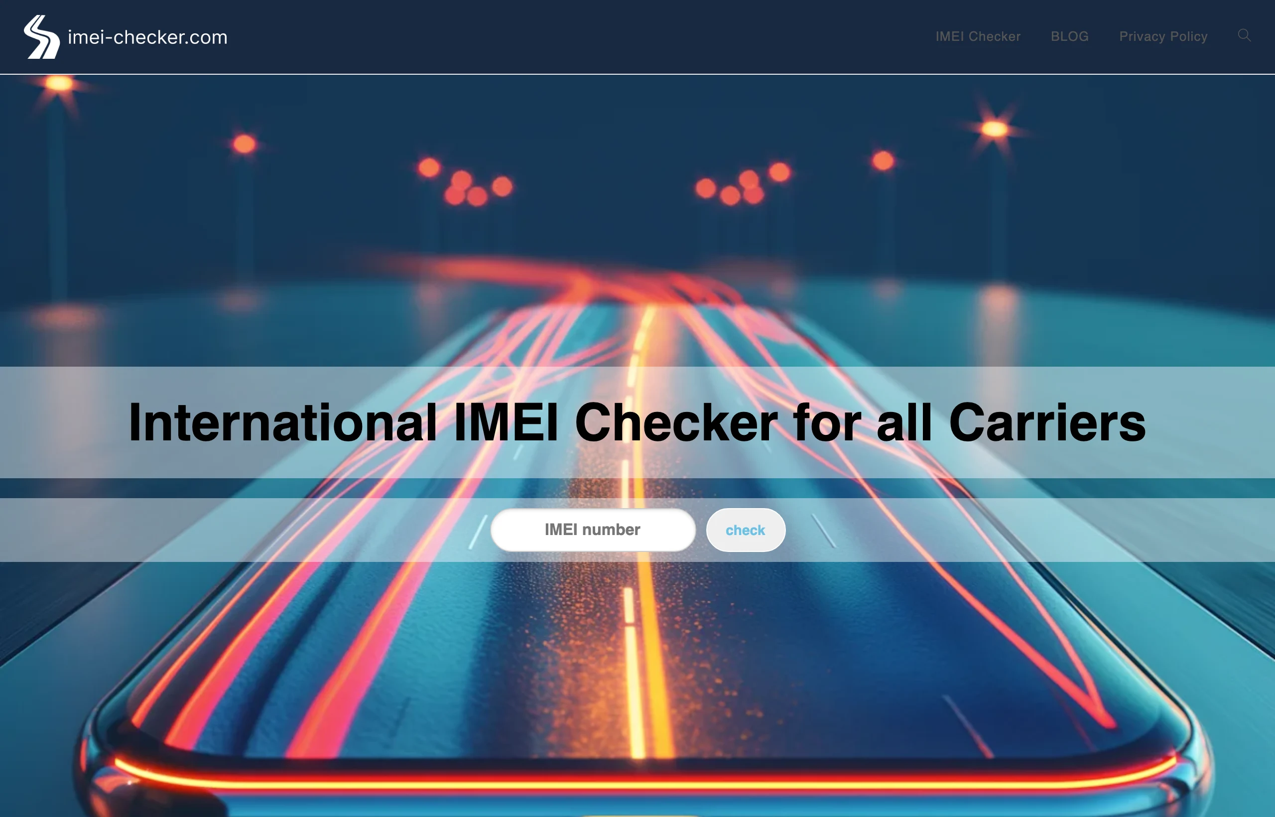 TechMoon 內文截圖 IMEI Checker 官方網站首頁的 IMEI 輸入框與查詢按鈕