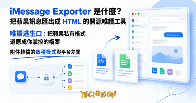 TechMoon 精選圖｜iMessage Exporter 開源工具把 iMessage 訊息匯出成 HTML 與 TXT 開放檔案的唯讀逃生口