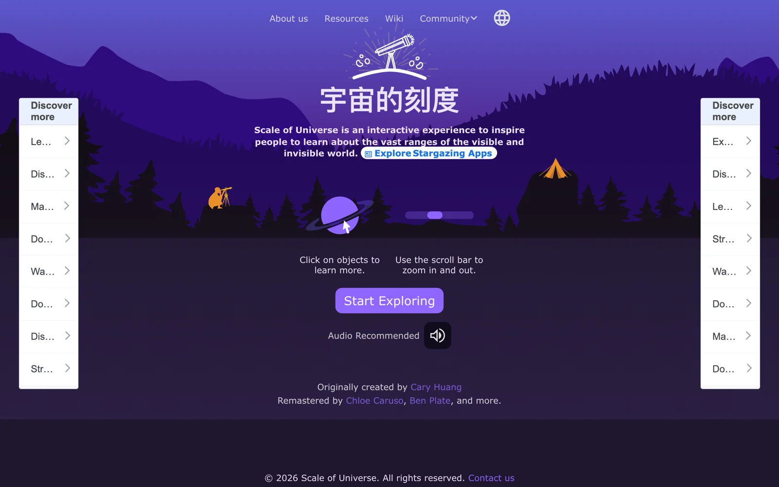 宇宙的刻度:免費互動網站,從量子泡沫縮放到整個宇宙 3 宇宙的刻度繁體中文版首頁:主標已中文化,說明文字仍為英文