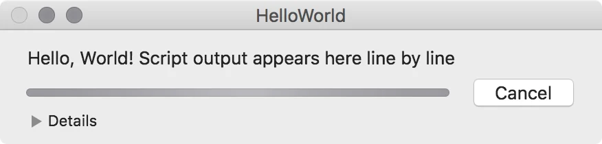 Platypus 實測:把命令列腳本包成原生 Mac App,先看清分發成本 4 Platypus 進度條介面官方截圖,小型視窗顯示正在執行過濾工作的進度條