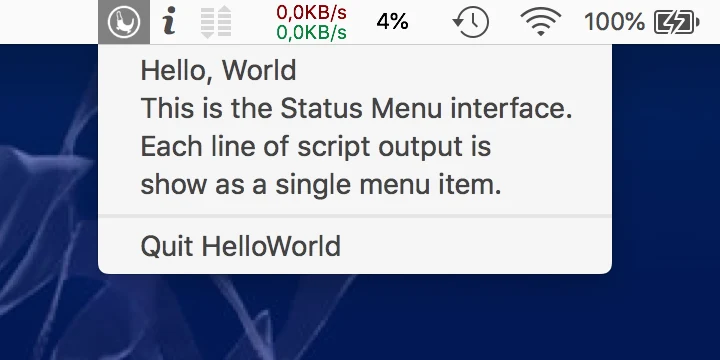 Platypus 實測:把命令列腳本包成原生 Mac App,先看清分發成本 2 Platypus 選單列介面官方截圖,Mac 選單列上的常駐項目顯示程序過濾指令選項