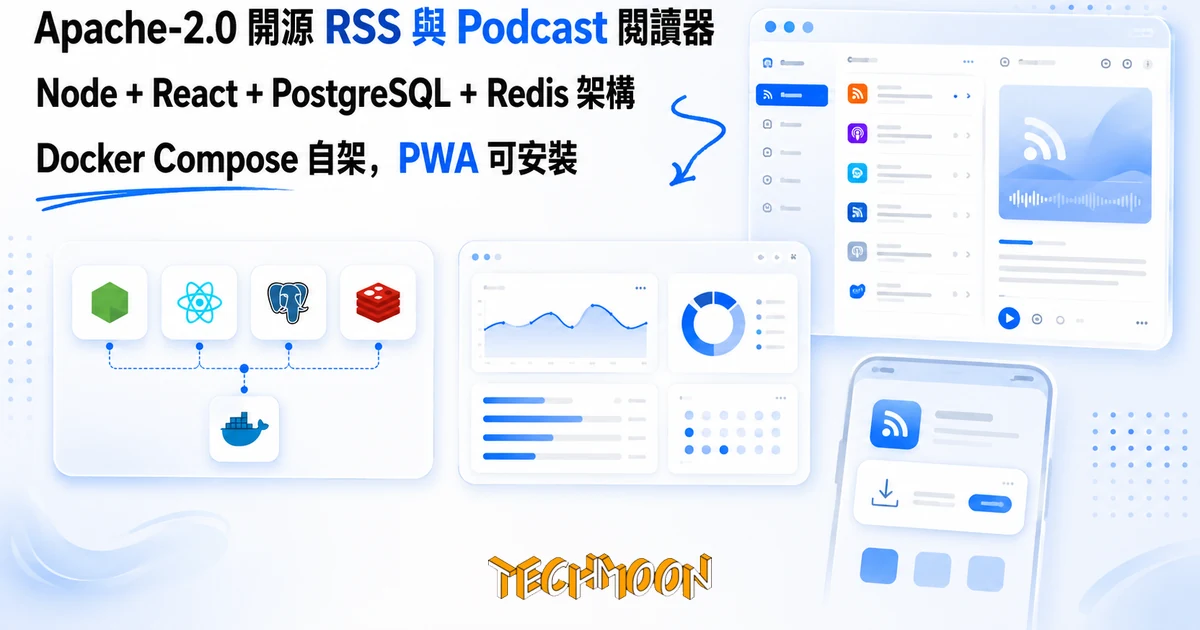 TechMoon 精選圖｜Readdig 開源 RSS 與 Podcast 閱讀器，Apache-2.0 自架工具
