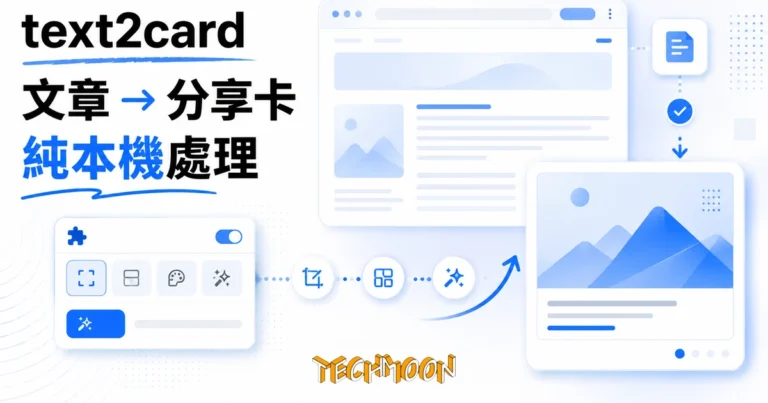 TechMoon 精選圖｜text2card 把網頁文章一鍵變成社群分享卡片圖的 Chrome 擴充功能