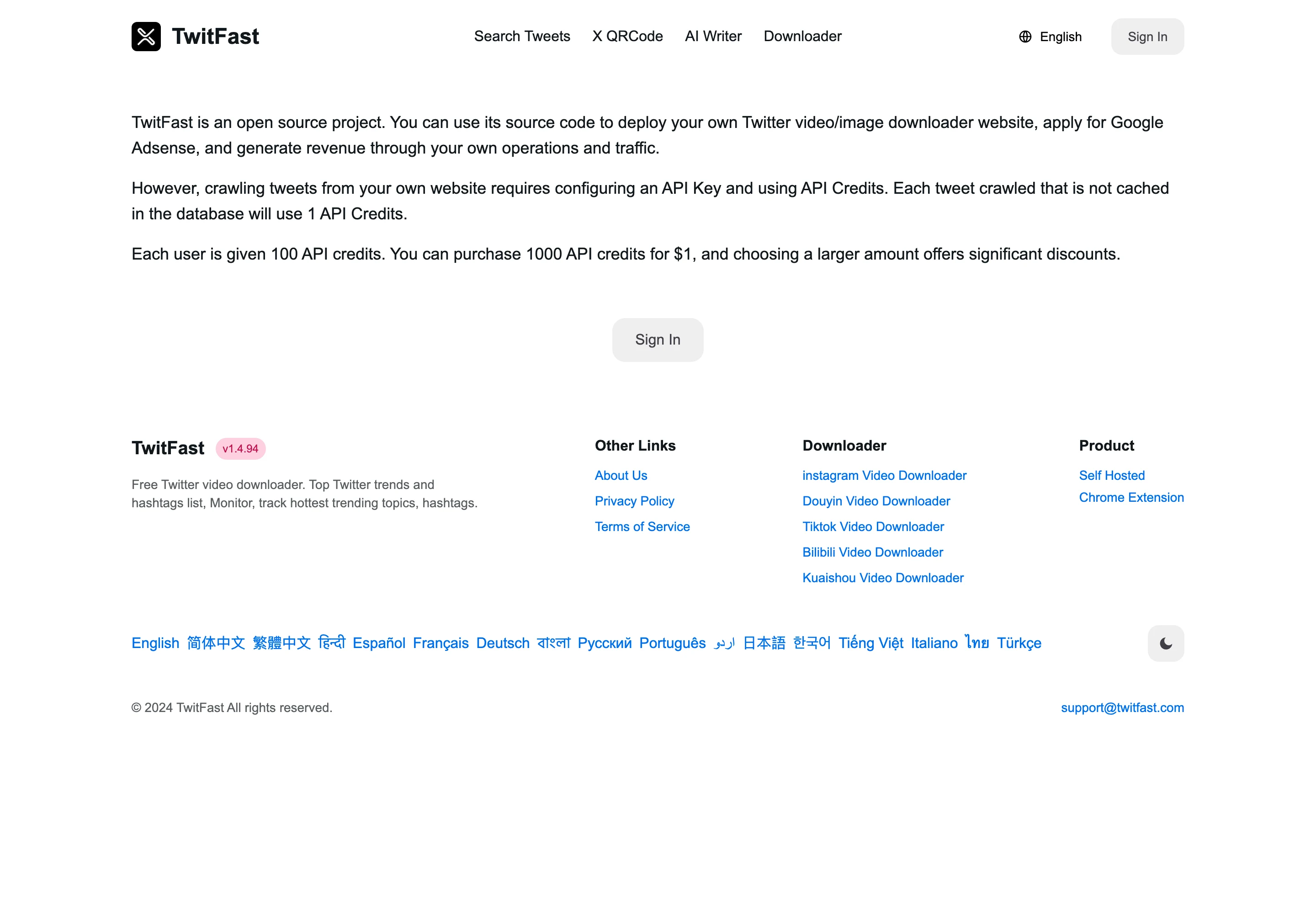 X 影片下載工具 TwitterXDownload,自架前先看清計費後端 3 twitterxdownload.com 自架說明頁顯示 API 額度規則,每則未快取推文消耗 1 點額度