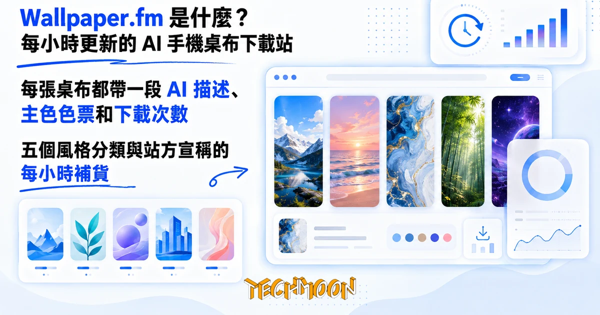 Wallpaper.fm 是什麼?每小時更新的 AI 手機桌布下載站 1 TechMoon 精選圖|AI 生成的手機桌布下載站 Wallpaper.fm,每小時更新,直式 9:16 桌布分五類