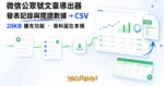 TechMoon 精選圖｜微信公眾號後台文章數據匯出成 CSV 表格的示意圖，綠色系資料流與試算表