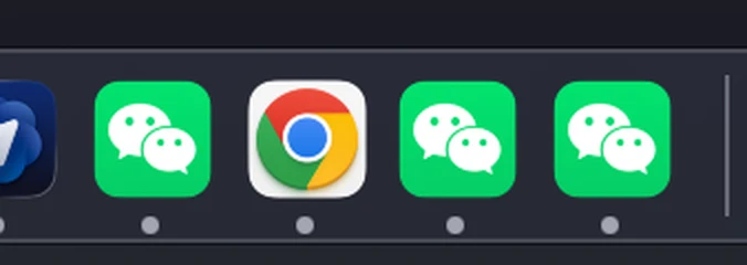 Mac 微信多開 wechat-multi-open:複製 App 讓多帳號同時上線 2 wechat-multi-open 官方展示圖:macOS Dock 中多個微信副本圖示同時存在,每個副本是獨立應用程式