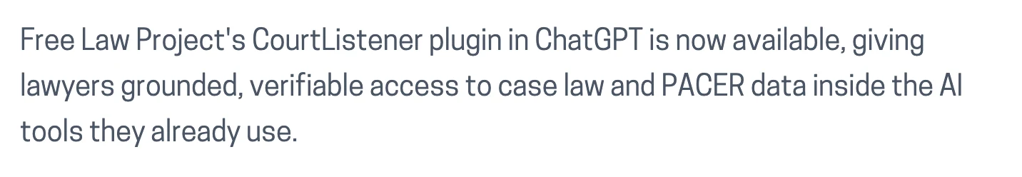 OpenAI 發表 Astra for Law:GPT-6 Astra 換上法律索引與保密治理 4 Free Law Project 部落格宣布 CourtListener 的 ChatGPT 外掛上架