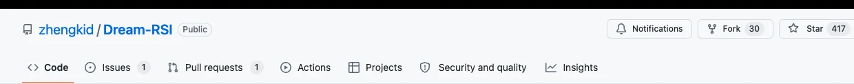 Dream-RSI:讓 AI 在歷史裡做夢,零執行成本改進探索策略 3 GitHub 儲存庫 zhengkid/Dream-RSI 頁面標頭,公開儲存庫與星數