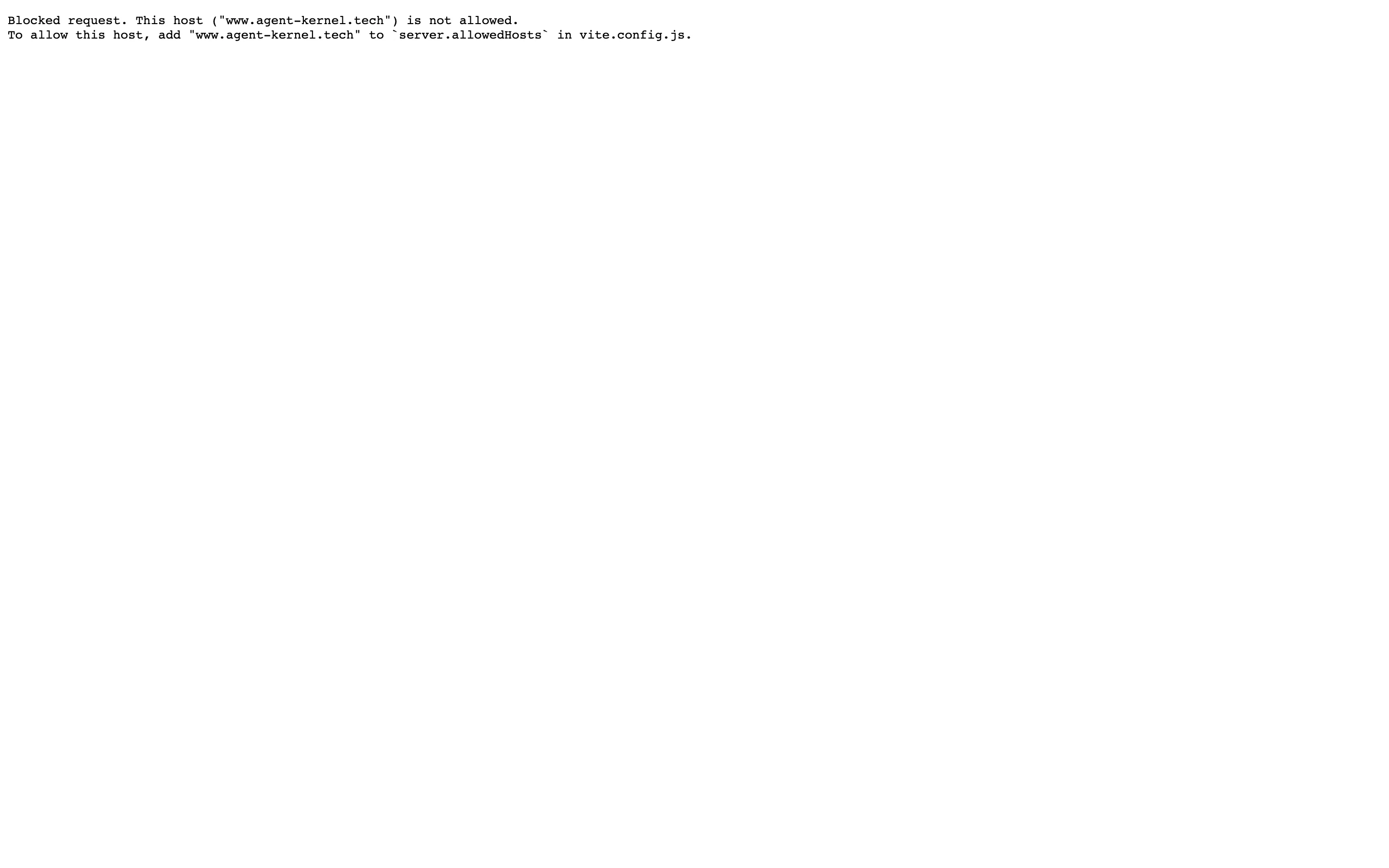 《大模型基礎》浙大免費 LLM 中文教材:290 頁 PDF 直接下載 3 agent-kernel.tech 網站畫面,白底顯示 Vite 開發伺服器的 403 錯誤文字