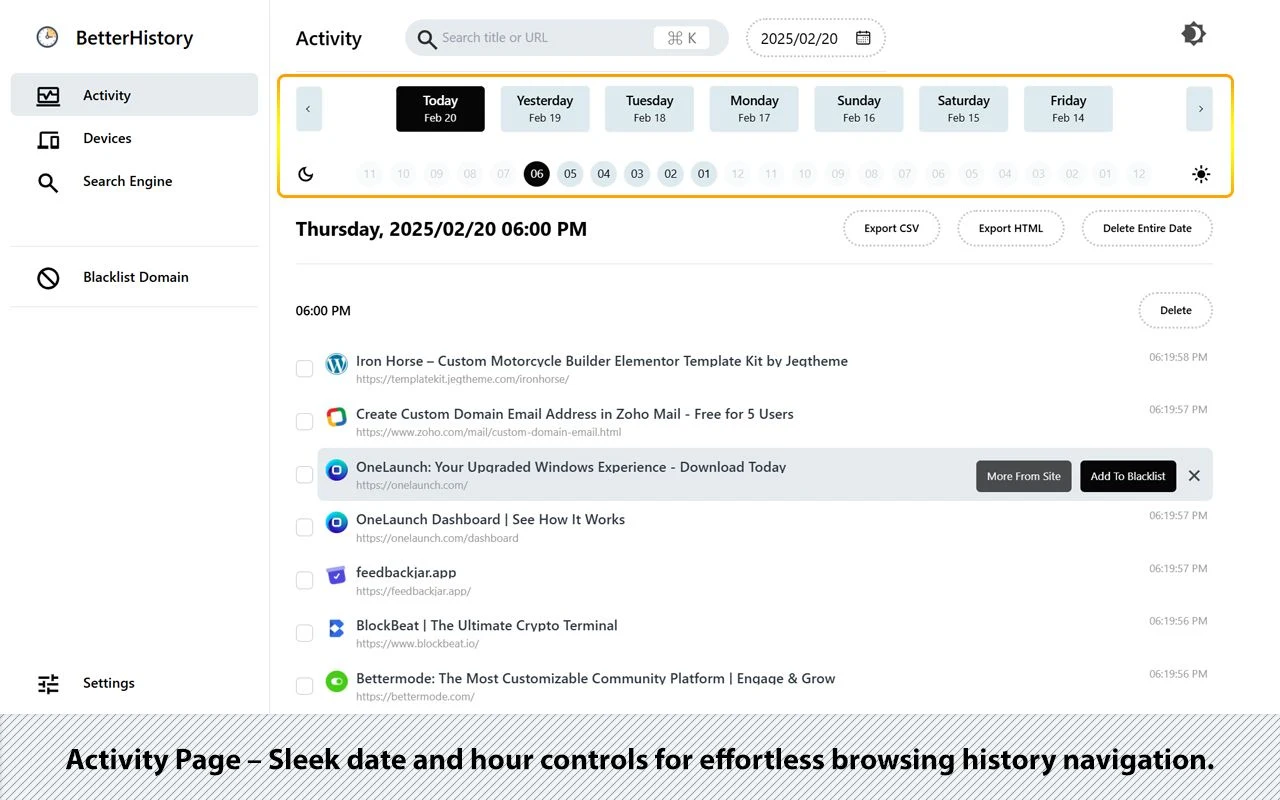 BetterHistory:Chrome 歷史記錄擴充,補上 Regex 搜尋與網域封鎖 2 BetterHistory 瀏覽器歷史記錄管理介面