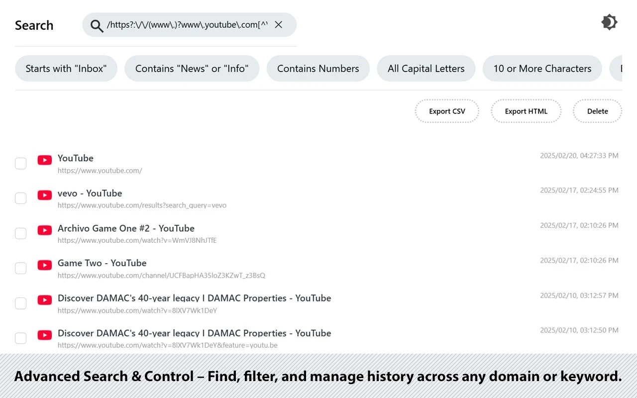 BetterHistory:Chrome 歷史記錄擴充,補上 Regex 搜尋與網域封鎖 3 BetterHistory Regex 搜尋與快速篩選標籤