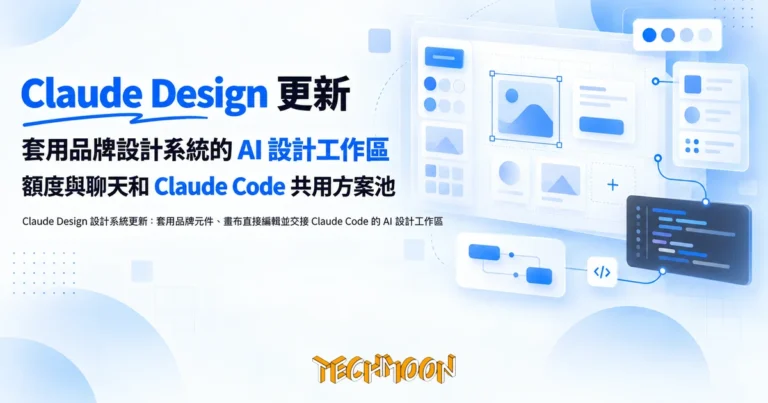 TechMoon 精選圖｜Claude Design 設計系統更新：套用品牌元件、畫布直接編輯並交接 Claude Code 的 AI 設計工作區