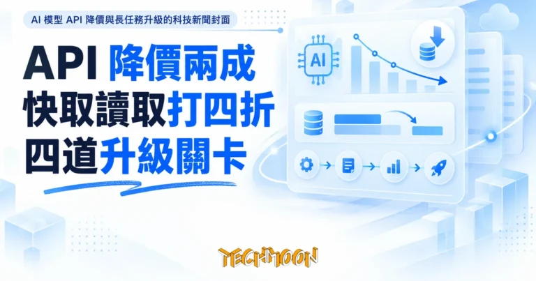 Claude Opus 5.5 發布:API 降價兩成,升級前要過四道關卡 2 TechMoon 精選圖|AI 模型 API 降價與長任務升級的科技新聞封面