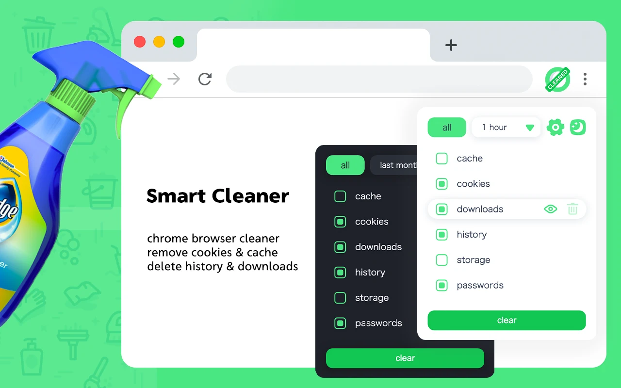 Cleaner Chrome 清理擴充套件,按下清除鍵前先看清會清什麼 2 Cleaner 擴充套件彈出視窗