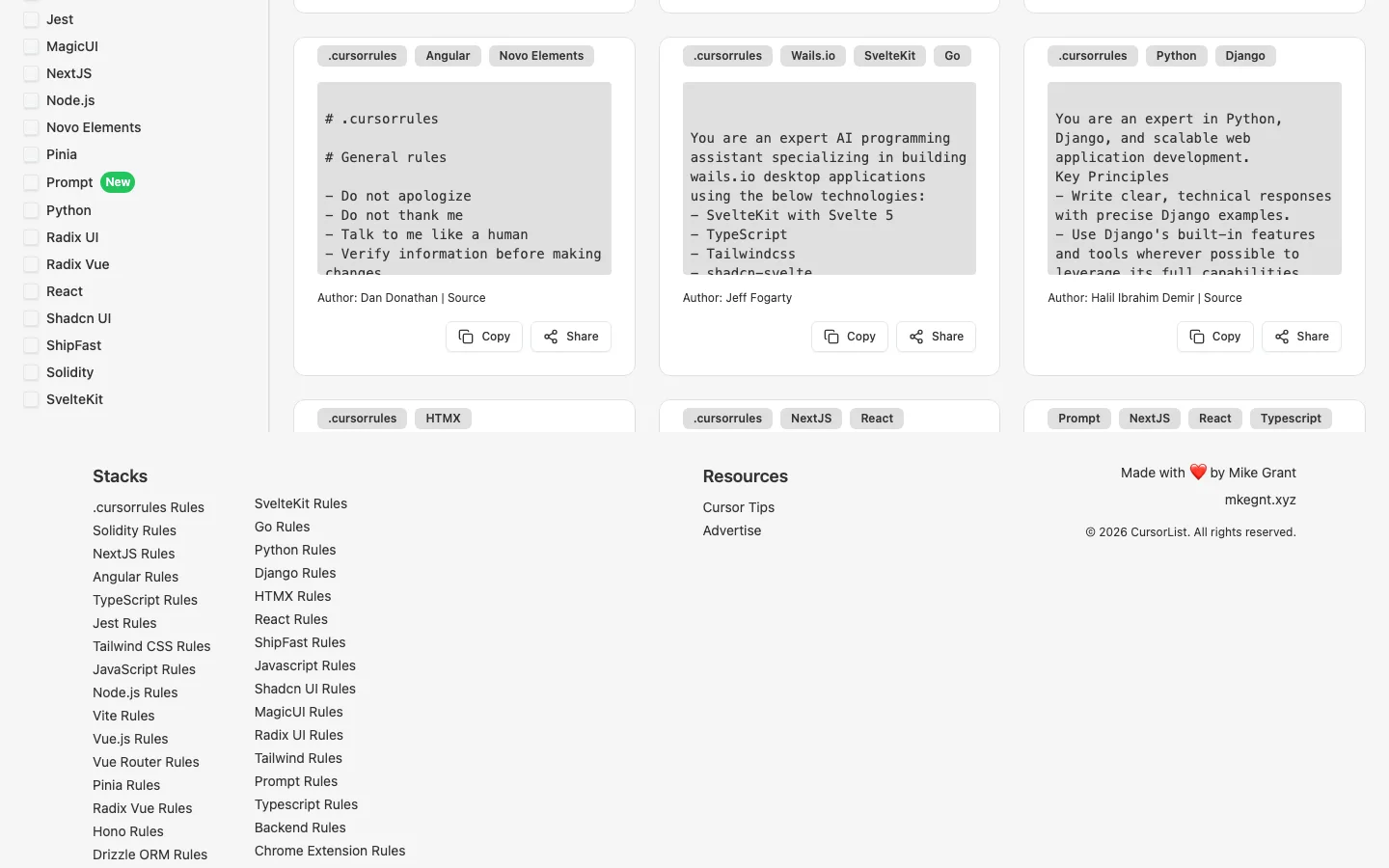 CursorList 打不開了:Cursor 規則目錄站關站始末與救回方法 3 網際網路檔案館保存的 CursorList 首頁規則卡畫面