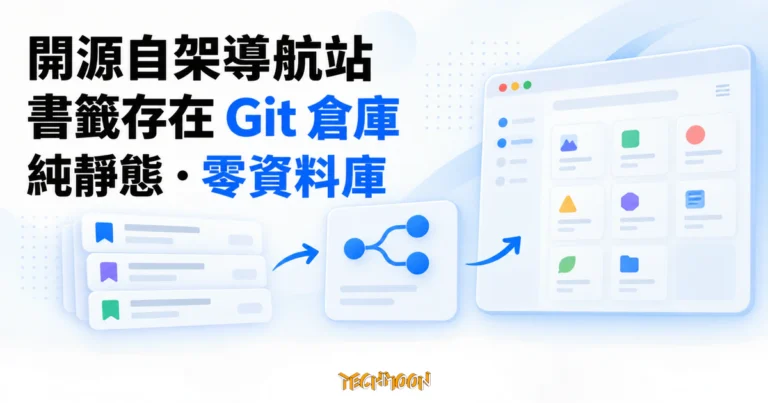 TechMoon 精選圖｜發現導航開源自架書籤網站，以 Git 倉庫、純靜態頁面與零資料庫工作流程呈現