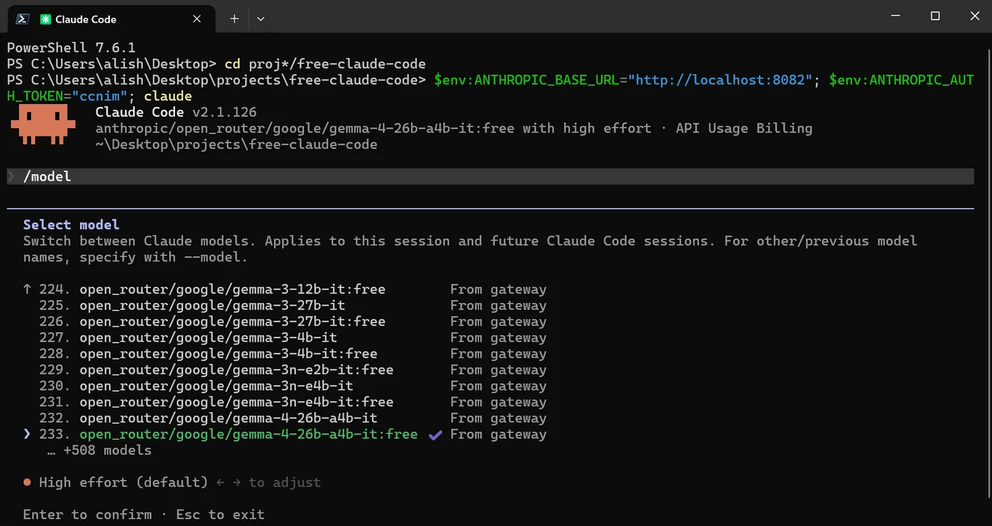 讓 Claude Code 自由切換模型的開源路由器 Free Claude Code 3 Claude Code 狀態列顯示 anthropic/open_router 形式的閘道模型代號