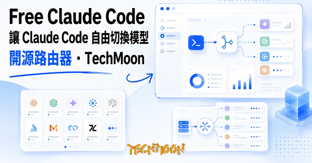 讓 Claude Code 自由切換模型的開源路由器 Free Claude Code 1 TechMoon 精選圖|Free Claude Code 開源模型路由器:Claude Code 前端接 Ollama 與 50 家模型服務