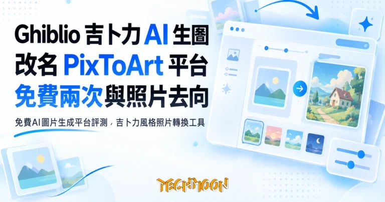 TechMoon 精選圖｜免費AI圖片生成平台評測，吉卜力風格照片轉換工具