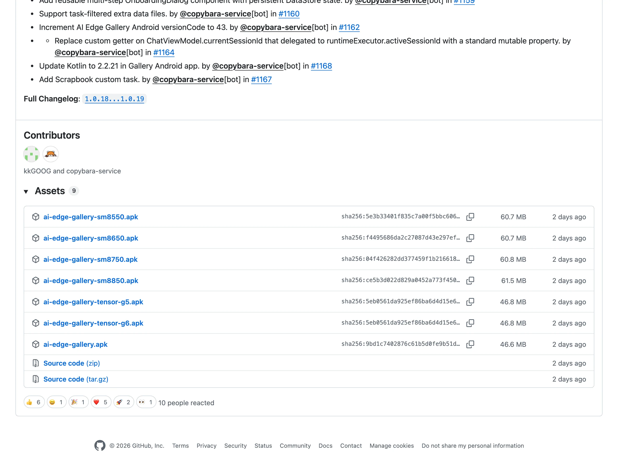 手機離線跑 LLM 的 Google 開源工具 AI Edge Gallery 先看清再裝 3 AI Edge Gallery 1.0.19 版下載清單,通用版加六款晶片對應版 APK