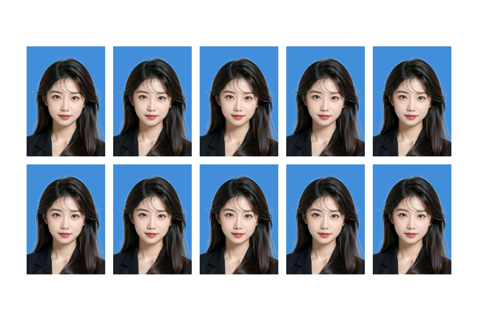 HivisionIDPhotos 六吋排版照輸出，一張相紙排滿十張一寸藍底大頭照