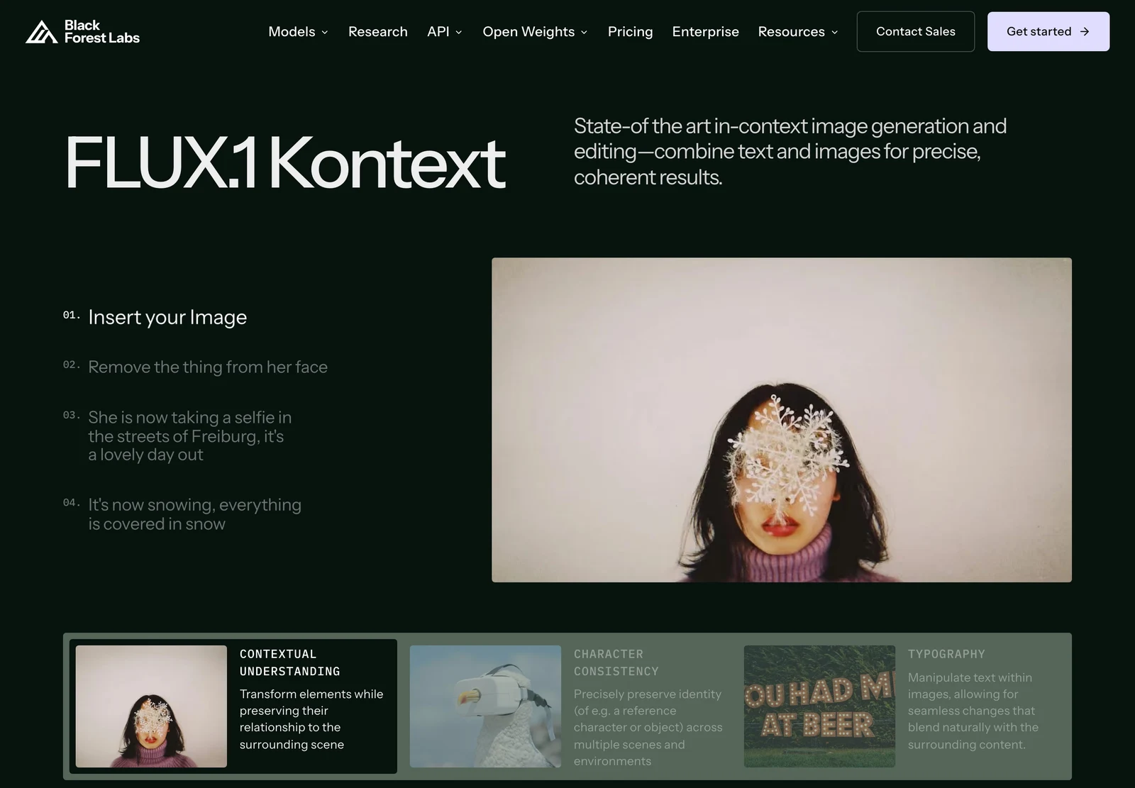 FLUX Kontext 是什麼?一句話改圖的 AI 模型與免費使用管道 2 Black Forest Labs 官網的 FLUX.1 Kontext 模型頁
