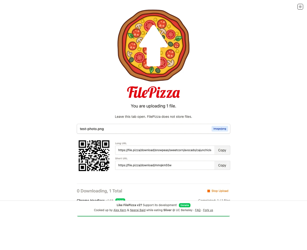 FilePizza 點對點傳檔實測:檔案不經伺服器,代價在連線層 4 FilePizza 上傳端連線清單顯示下載端的瀏覽器與作業系統資訊