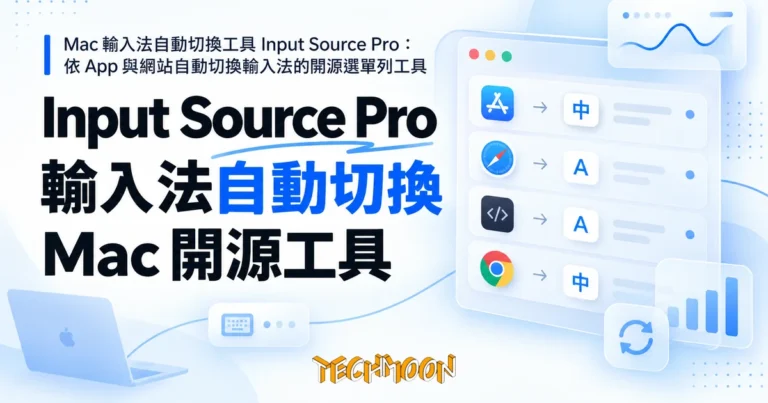 TechMoon 精選圖｜Mac 輸入法自動切換工具 Input Source Pro：依 App 與網站自動切換輸入法的開源選單列工具
