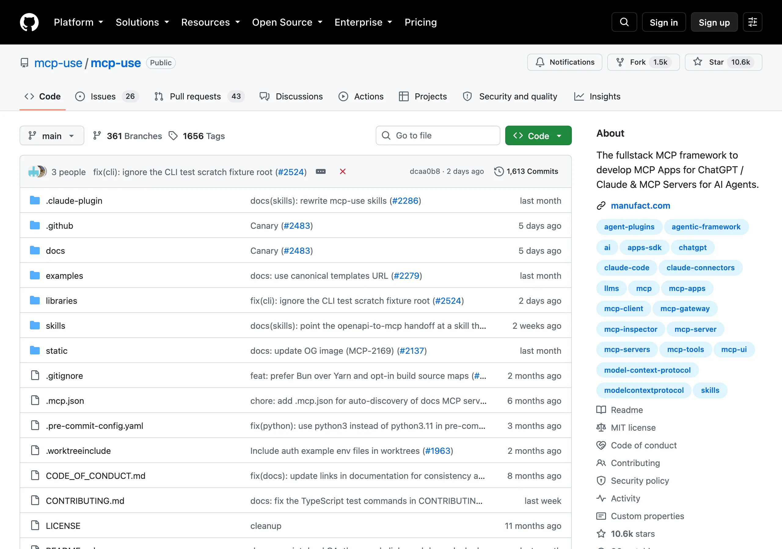 mcp-use 開源庫實測:讓任何 LLM 直連 MCP 伺服器呼叫工具 3 mcp-use 的 GitHub 專案頁面,顯示超過一萬顆星與 MIT 授權