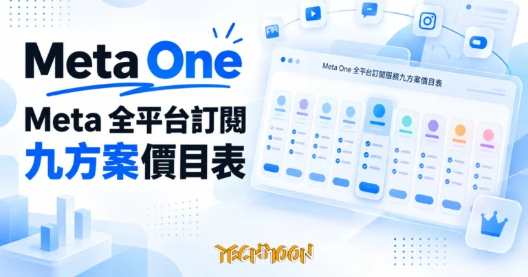 TechMoon 精選圖｜Meta One 全平台訂閱服務九方案價目表