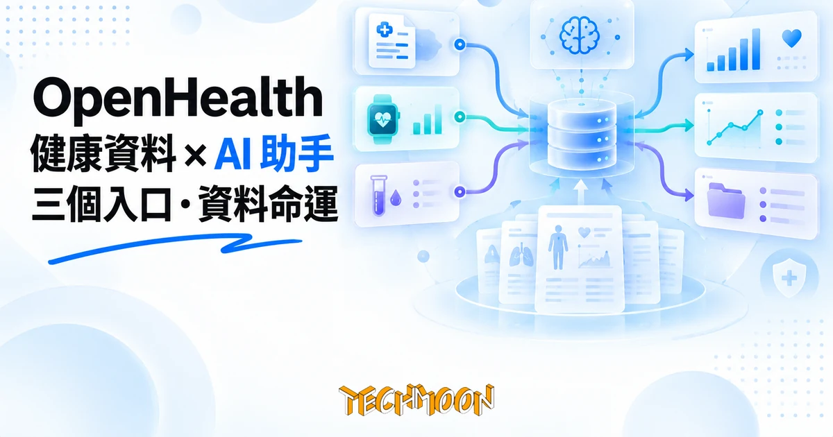 OpenHealth 開源 AI 健康資料助手,交出健檢報告前先看清三個入口 1 TechMoon 精選圖|開源 AI 健康資料助手把健檢報告收進本機資料庫,三個入口三種資料命運