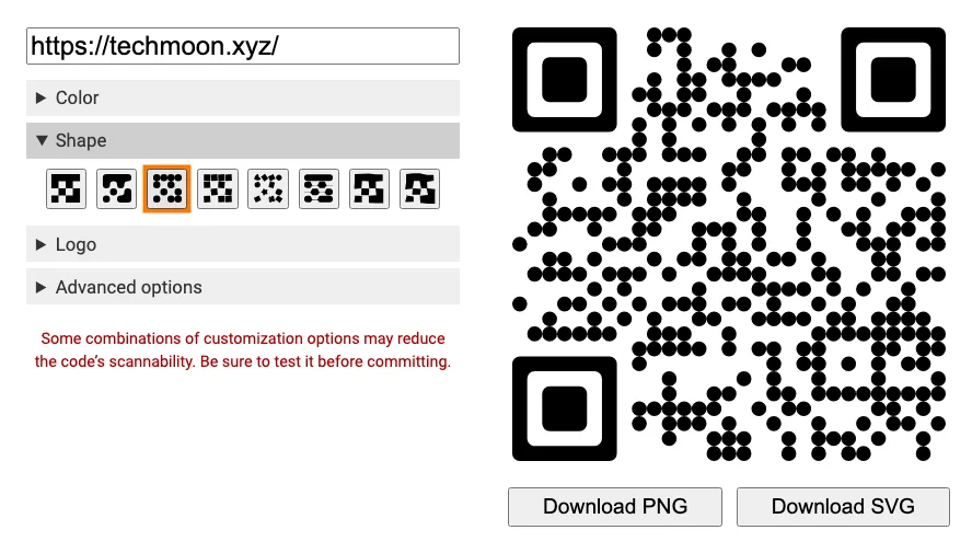 QRSVG:開源 QR Code 產生器,輸入不外送還能打包離線用 2 QRSVG 網頁版 QR Code 產生器介面,左側輸入框與配色、形狀、標誌選項,右側即時預覽與下載按鈕