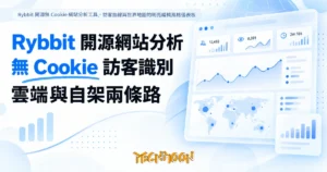 TechMoon 精選圖｜Rybbit 開源無 Cookie 網站分析工具，訪客曲線與世界地圖的明亮編輯風格儀表板
