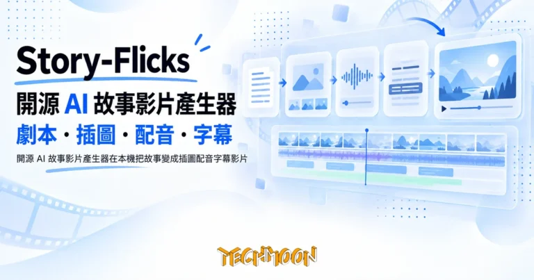 TechMoon 精選圖｜開源 AI 故事影片產生器在本機把故事變成插圖配音字幕影片
