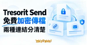 文件連向分享鏈結與管理信封的 Tresorit Send 傳檔概念圖