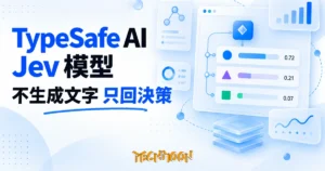 TechMoon 精選圖｜TypeSafe AI 發表首款 System One 模型 Jev，不生成文字只回傳帶機率的型別決策