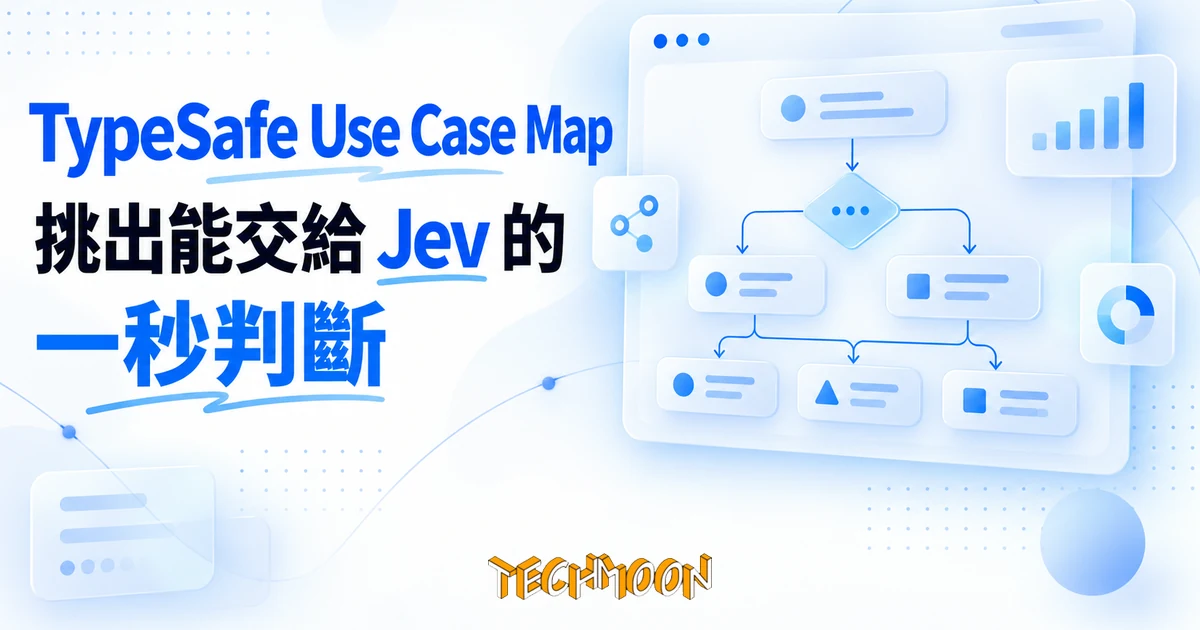 TypeSafe Use Case Map 怎麼用:挑出能交給 Jev 的一秒判斷 1 TechMoon 精選圖|TypeSafe Use Case Map 教學:把流程拆成 Jev 吃得下的一秒判斷