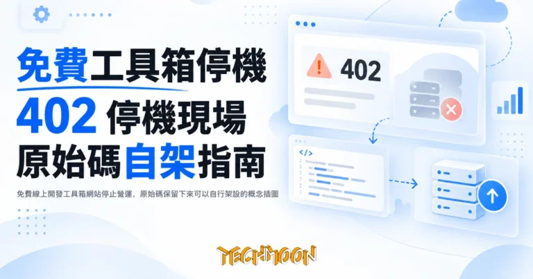 TechMoon 精選圖｜免費線上開發工具箱網站停止營運，原始碼保留下來可以自行架設的概念插圖