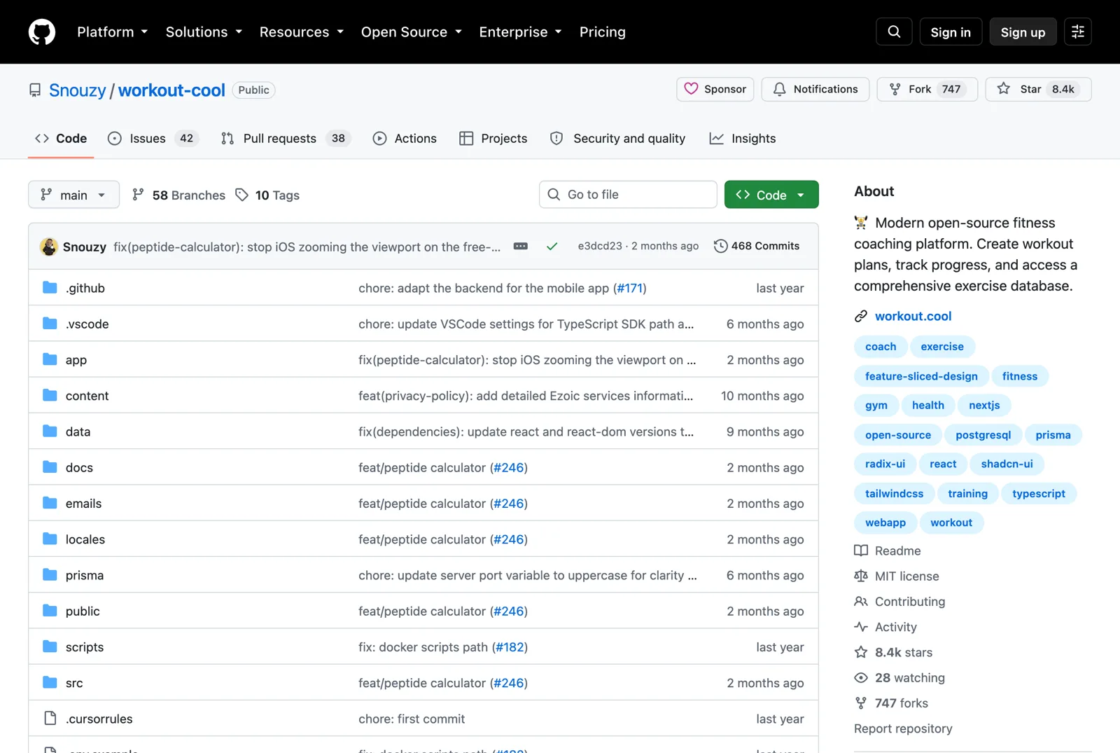 Workout Cool 是什麼?開源健身平台的免費、付費與自架選擇 5 Workout Cool 的 GitHub 專案頁,MIT 授權的開源儲存庫
