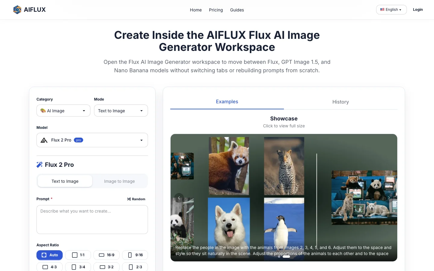 AIFLUX 免費 FLUX 生圖站,無限招牌已換成簽到與訂閱 2 AIFLUX 官網首頁的 FLUX 生圖工作區,模型選單與提示詞輸入介面