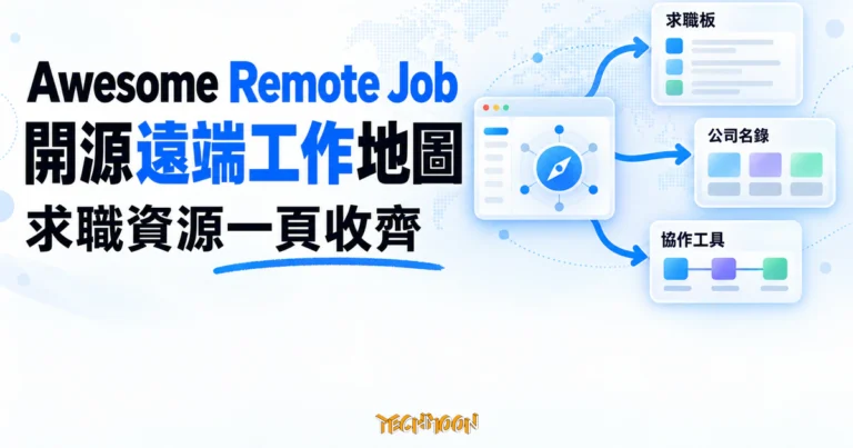 遠端工作清單 Awesome Remote Job,74 個求職板一頁看完 1 TechMoon 精選圖|Awesome Remote Job 開源遠端工作資源地圖,整理求職板、公司名錄與協作工具