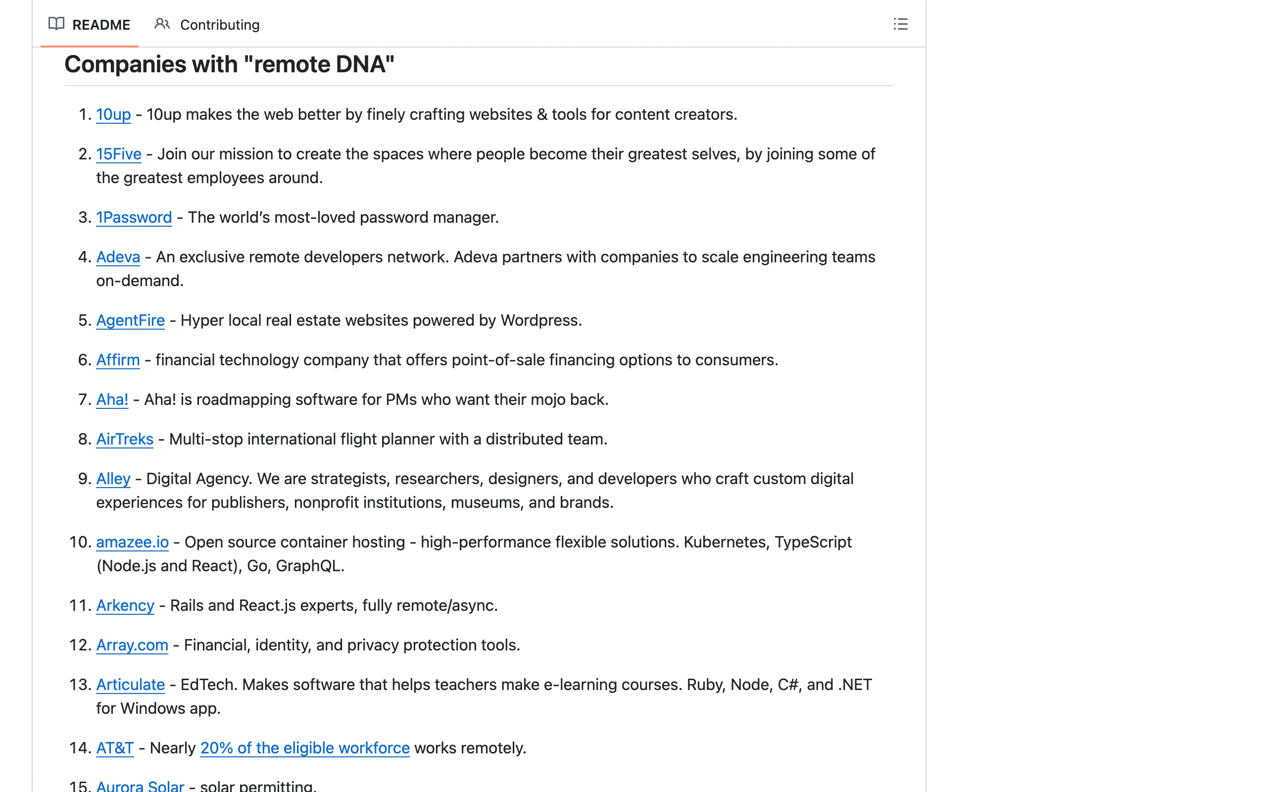 遠端工作清單 Awesome Remote Job,74 個求職板一頁看完 2 Awesome Remote Job 的遠端 DNA 公司名錄區塊